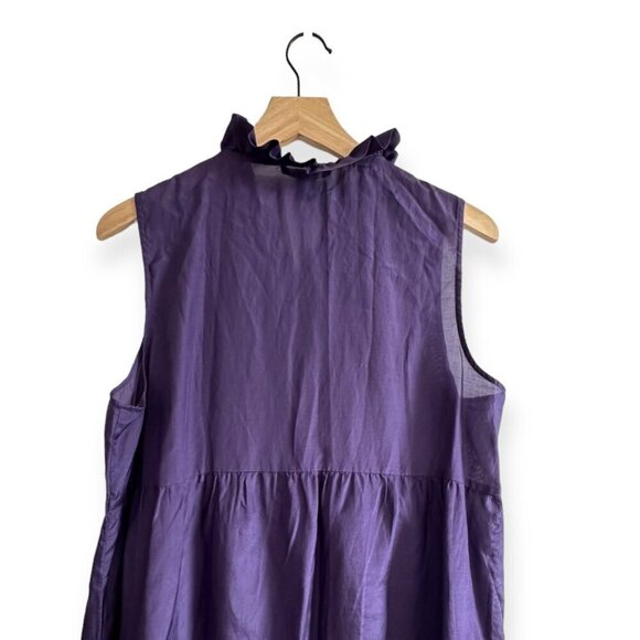 Gap sleeveless blouse with ruffles, Silk/Cotton blend, Size L, Purple - Picture 4 of 12